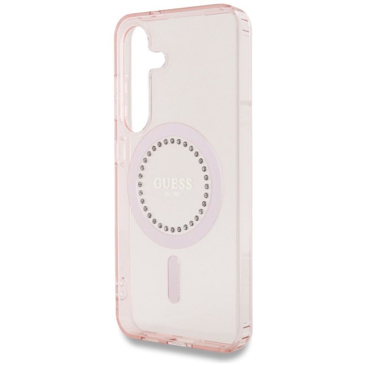 GUESS futerał do SAMSUNG S25 GUHMS25SPFTDTEP (Magnetic IML Rhinestones) różowy