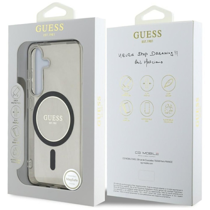 GUESS чохол для SAMSUNG S25 GUHMS25SHFGEREK (Magnetic IML Glitter Circle) чорний