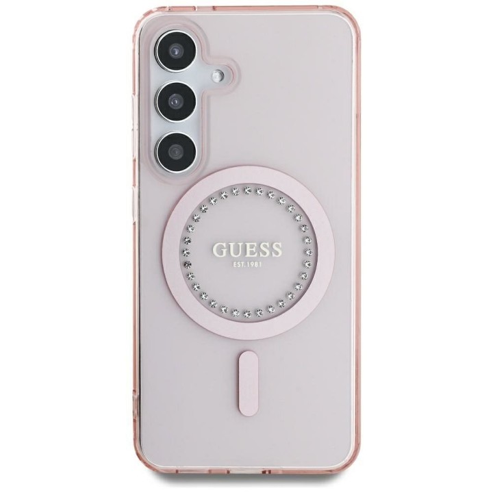 GUESS case for SAMSUNG S25 GUHMS25SPFTDTEP (Magnetic IML Rhinestones) pink