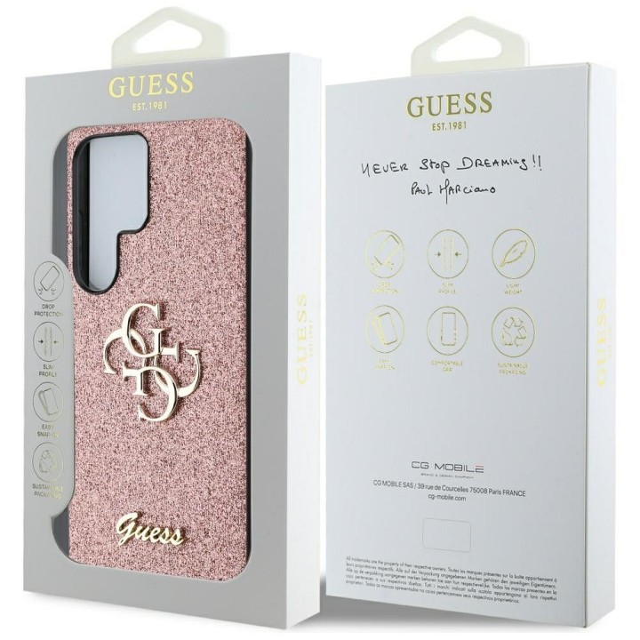 GUESS чехол для SAMSUNG S25 Ultra GUHCS25LHG4SGP (Fixed Glitter Big 4G) розовый