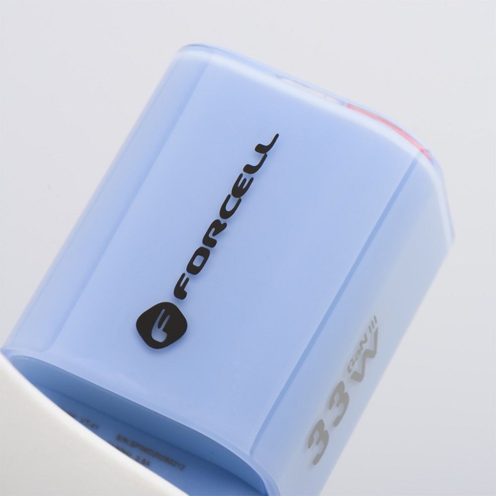 Мережевий зарядний пристрій для телефона Forcell F-Energy GaN III Crystal Color USB C + USB A QC4.0 PD 33W + кабель USB C на USB