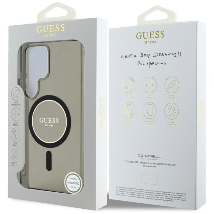 GUESS case for SAMSUNG S25 Ultra GUHMS25LHFGEREK (Magnetic IML Glitter Circle) black
