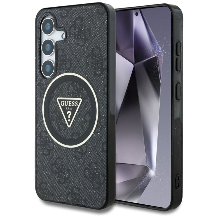 GUESS чохол для SAMSUNG S25 GUHMS25SHG4PRTGK (Magnetic IML Metal Glitter 4G Circle Triangle) чорний