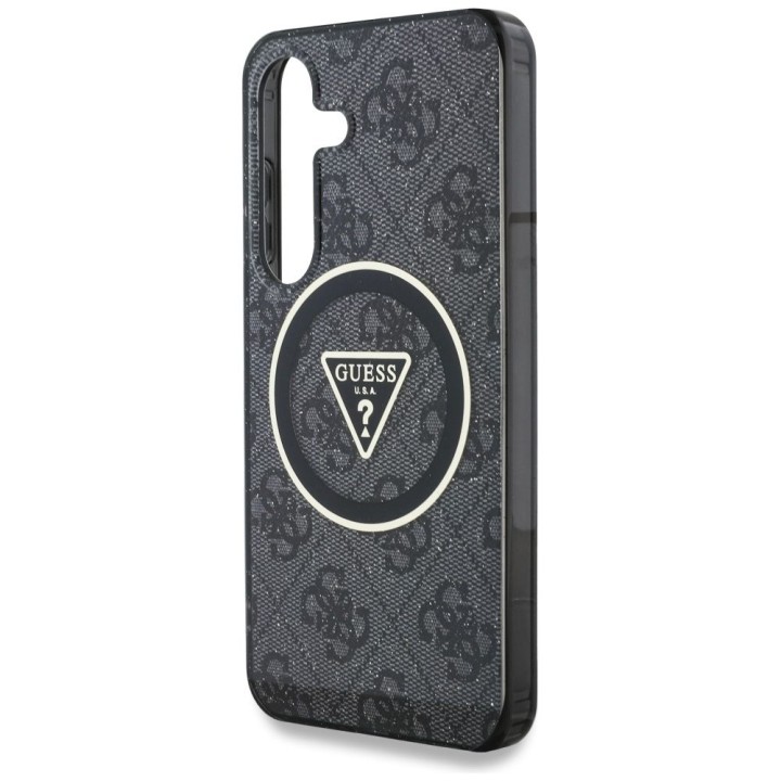 GUESS чехол для SAMSUNG S25 GUHMS25SHG4PRTGK (Magnetic IML Metal Glitter 4G Circle Triangle) черный