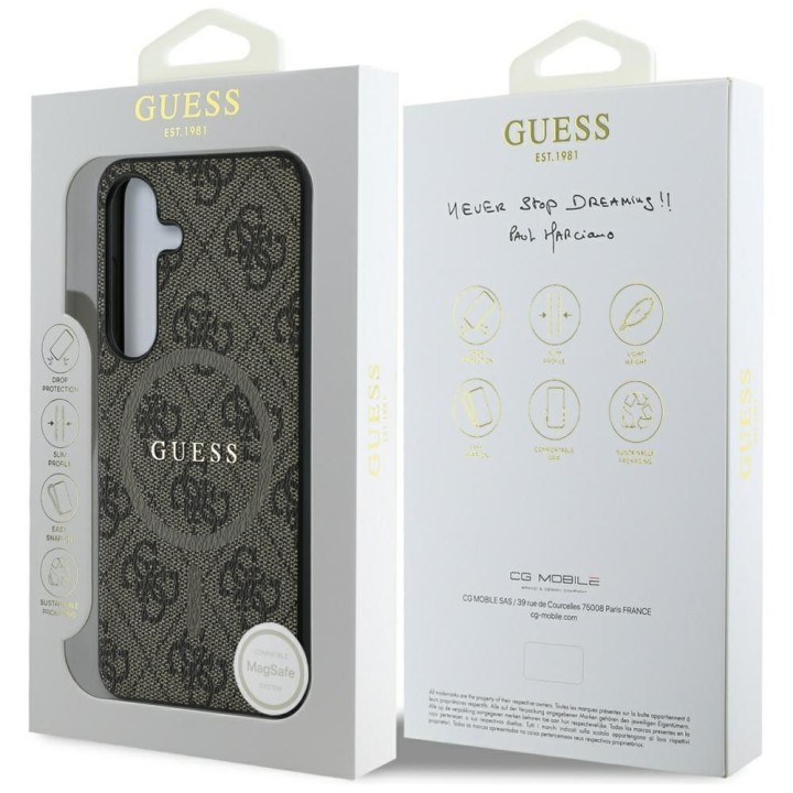GUESS case for SAMSUNG S25 GUHMS25SG4GFRW (Magnetic PU 4G Ring Classic Logo) brown
