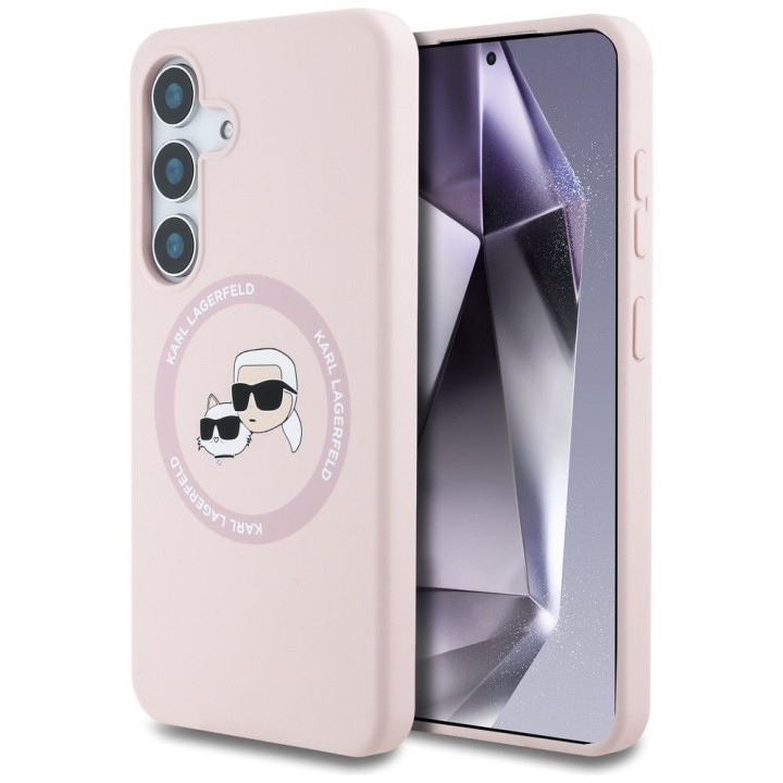 KARL LAGERFELD чехол для SAMSUNG S25 Plus KLHMS25MSKCHTCP (Magnetic Silicone Double Heads) розовый