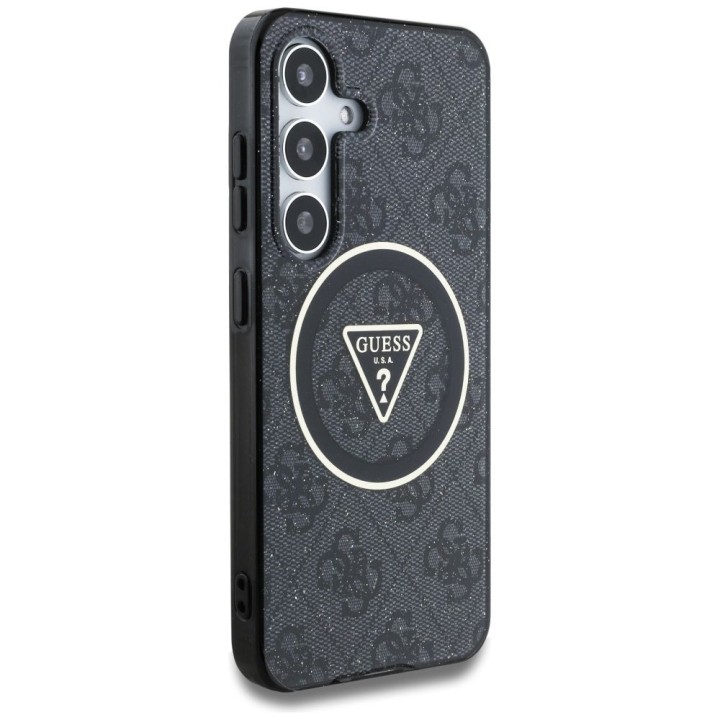 GUESS чехол для SAMSUNG S25 GUHMS25SHG4PRTGK (Magnetic IML Metal Glitter 4G Circle Triangle) черный