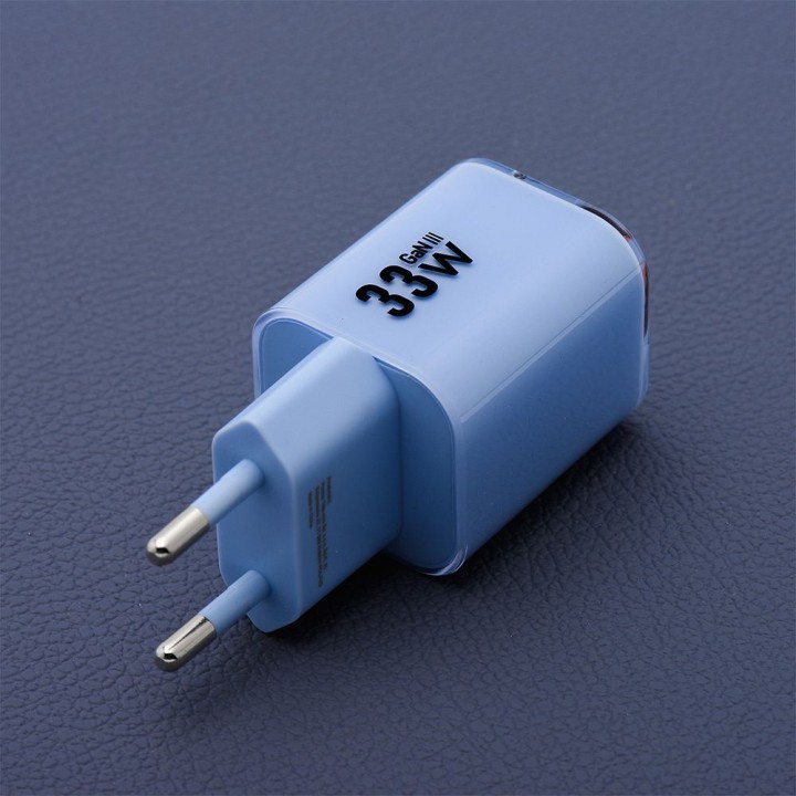 Wall charger for phone Forcell F-Energy GaN III Crystal Color USB C + USB A QC4.0 PD 33W + USB-C to USB-C cable VT-41