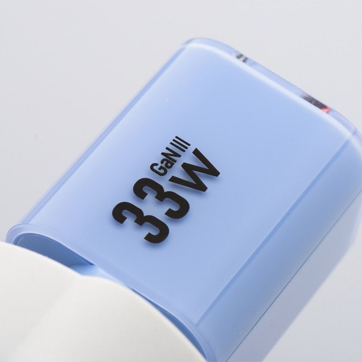 Wall charger for phone Forcell F-Energy GaN III Crystal Color USB C + USB A QC4.0 PD 33W + USB-C to USB-C cable VT-41