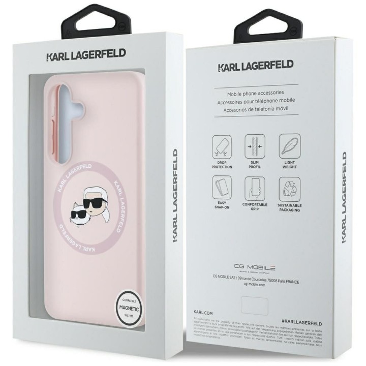 KARL LAGERFELD чехол для SAMSUNG S25 Plus KLHMS25MSKCHTCP (Magnetic Silicone Double Heads) розовый