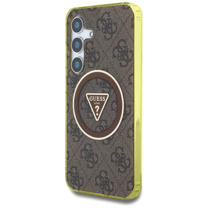 GUESS case for SAMSUNG S25 GUHMS25SHG4PRTGW (Magnetic IML Metal Glitter 4G Circle Triangle) brown