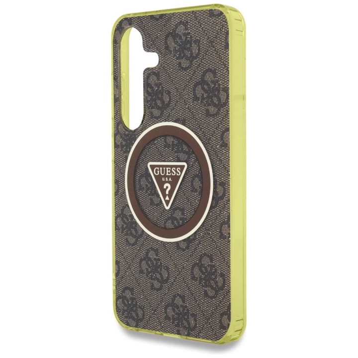 GUESS futerał do SAMSUNG S25 GUHMS25SHG4PRTGW (Magnetic IML Metal Glitter 4G Circle Triangle) brązowy
