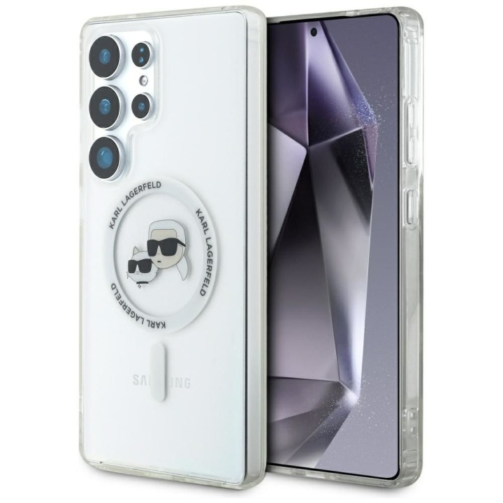 KARL LAGERFELD чехол для SAMSUNG S25 Ultra KLHMS25LHLSKCH (Magnetic IML Metal KC Heads) белый