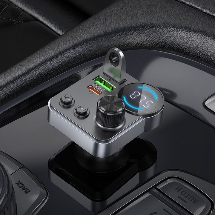 Трансмітер автомобільний Bluetooth Hoco 2 x USB A + USB C QC3.0 PD 48W E86 чорний