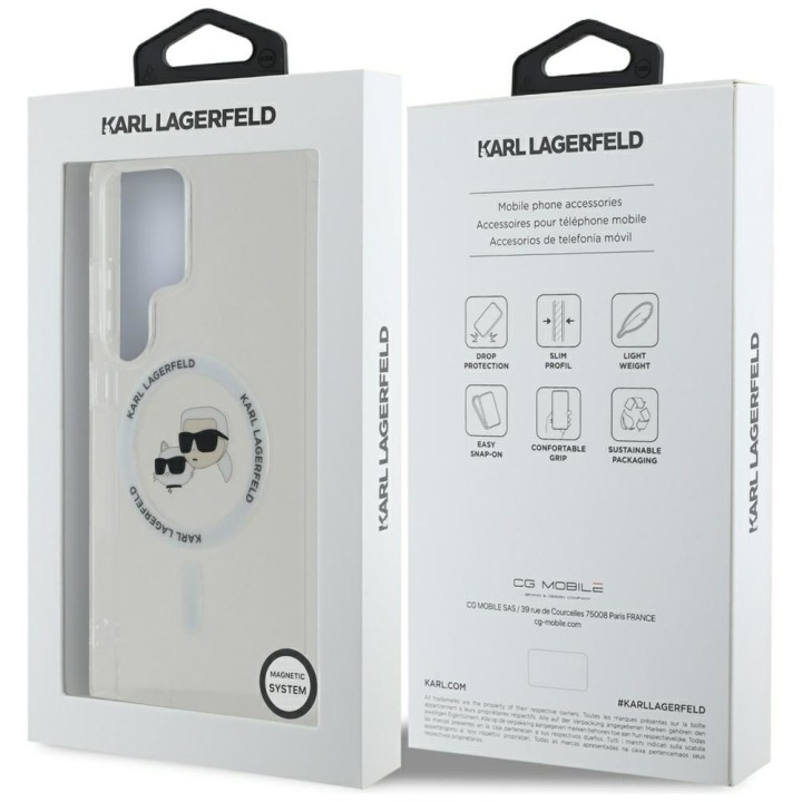 KARL LAGERFELD чехол для SAMSUNG S25 Ultra KLHMS25LHLSKCH (Magnetic IML Metal KC Heads) белый