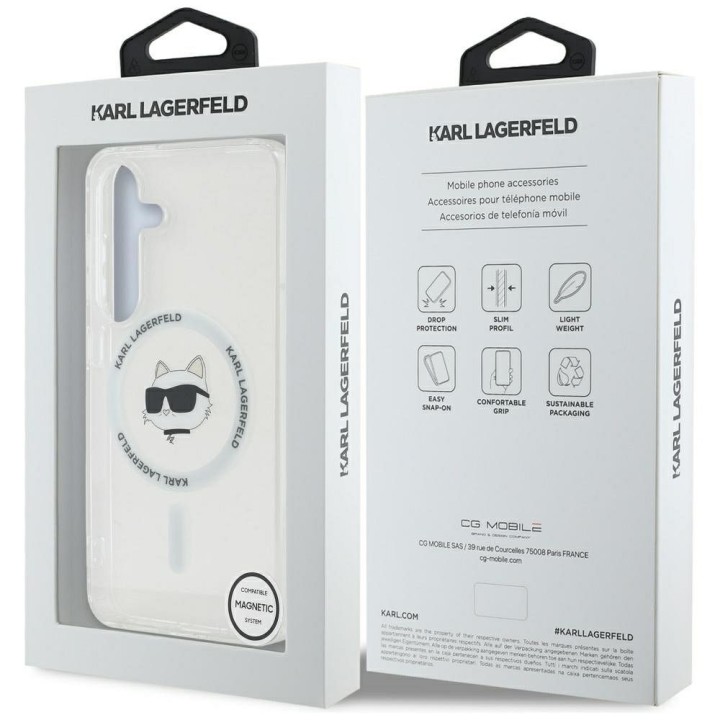 KARL LAGERFELD case for SAMSUNG S25 KLHMS25SHLSCHH (Magnetic IML Metal Choupette Head) white