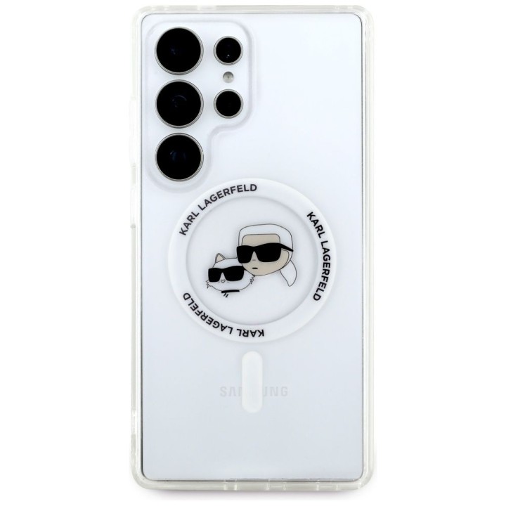 KARL LAGERFELD case for SAMSUNG S25 Ultra KLHMS25LHLSKCH (Magnetic IML Metal KC Heads) white