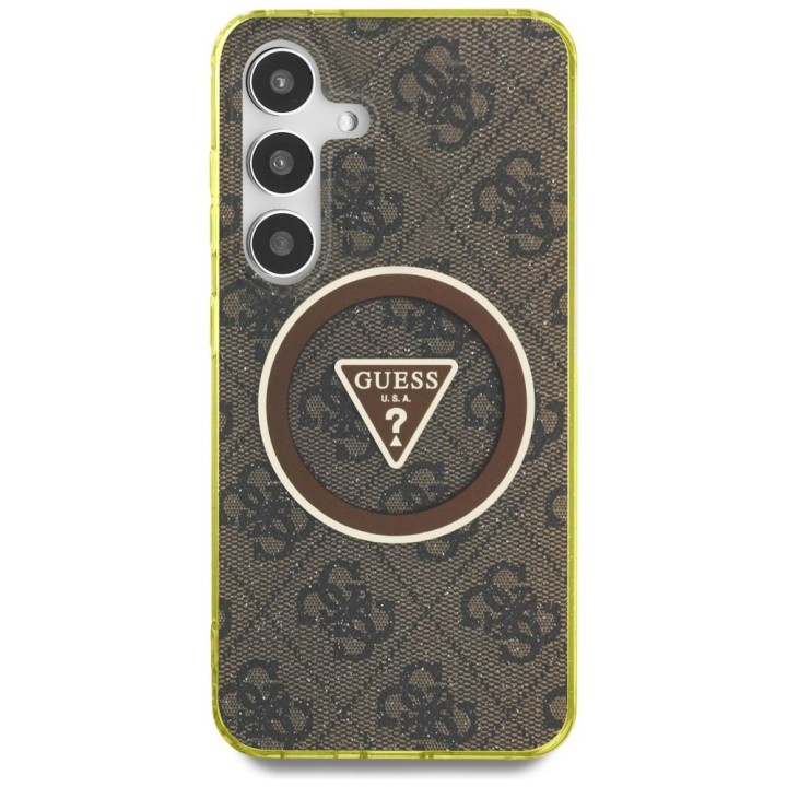 GUESS case for SAMSUNG S25 GUHMS25SHG4PRTGW (Magnetic IML Metal Glitter 4G Circle Triangle) brown