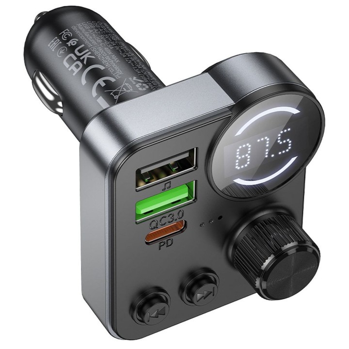 Трансмітер автомобільний Bluetooth Hoco 2 x USB A + USB C QC3.0 PD 48W E86 чорний