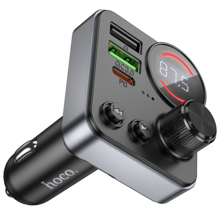 Transmitter car Bluetooth Hoco 2 x USB A + USB C QC3.0 PD 48W E86 black