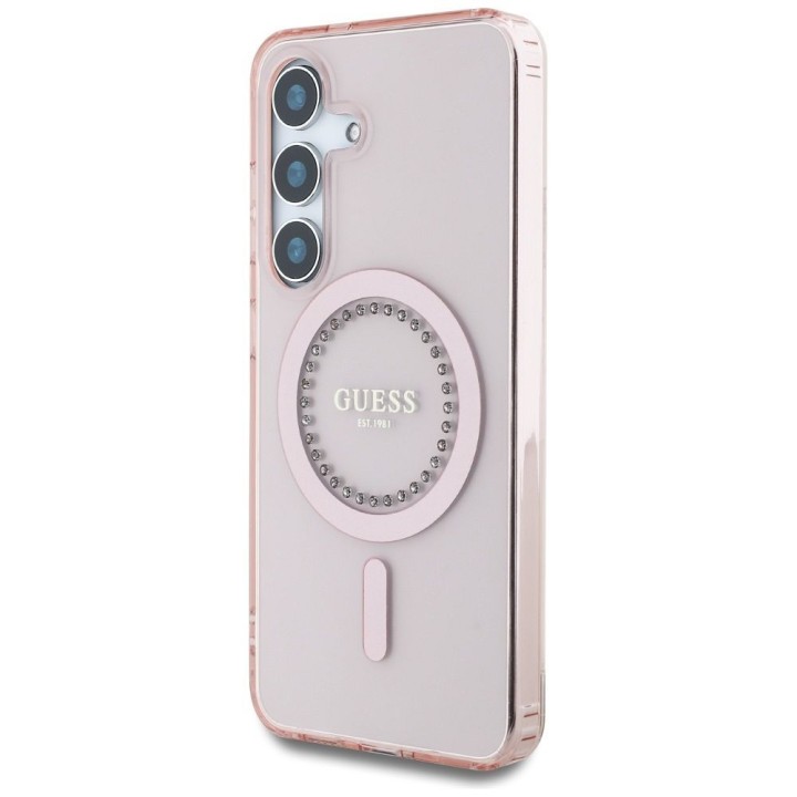 GUESS futerał do SAMSUNG S25 GUHMS25SPFTDTEP (Magnetic IML Rhinestones) różowy