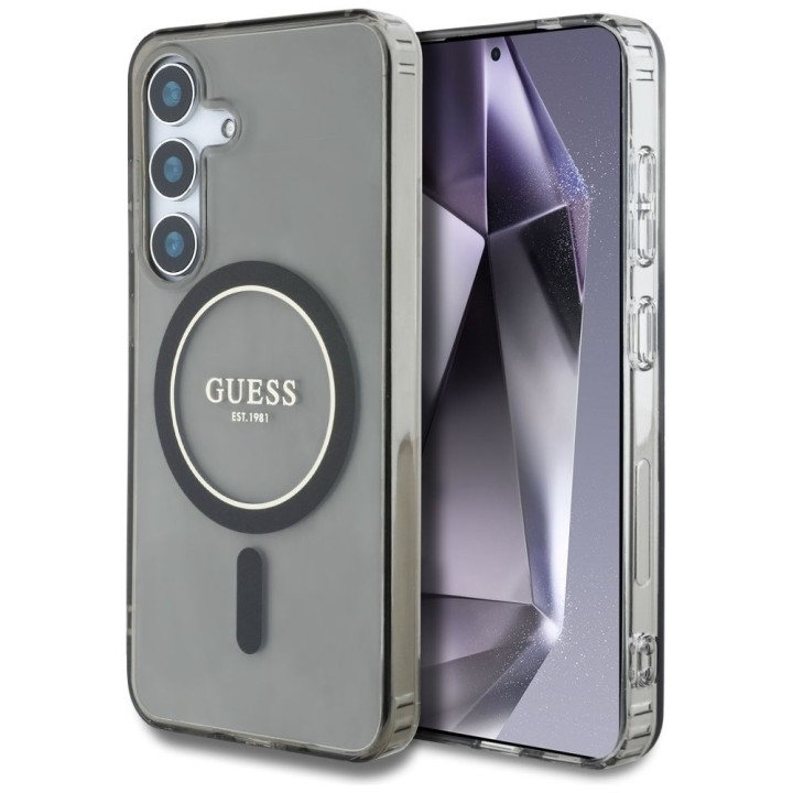 GUESS чехол для SAMSUNG S25 GUHMS25SHFGEREK (Magnetic IML Glitter Circle) черный