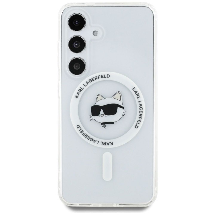 KARL LAGERFELD case for SAMSUNG S25 Plus KLHMS25MHLSCHH (Magnetic IML Metal Choupette Head) white
