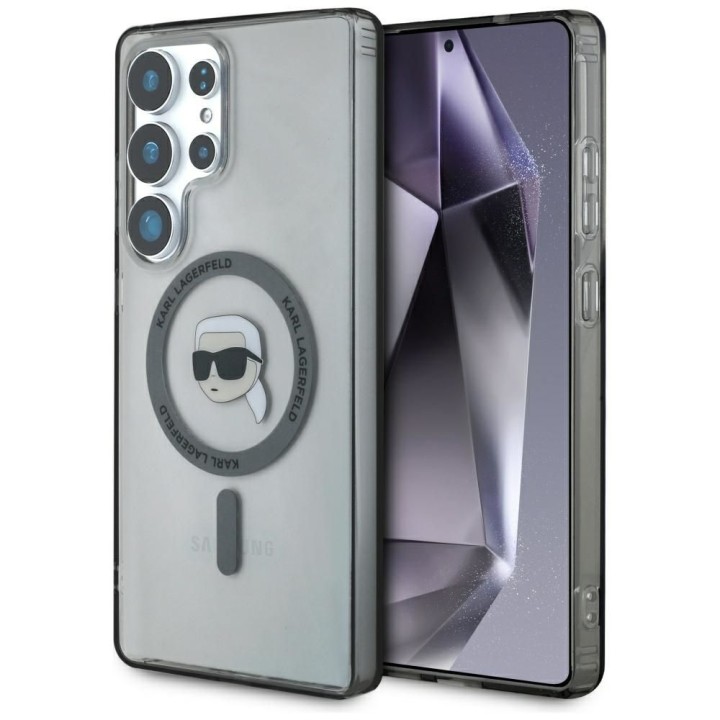 KARL LAGERFELD чехол для SAMSUNG S25 Ultra KLHMS25LHLSKIK (Magnetic IML Metal K. Heads) черный