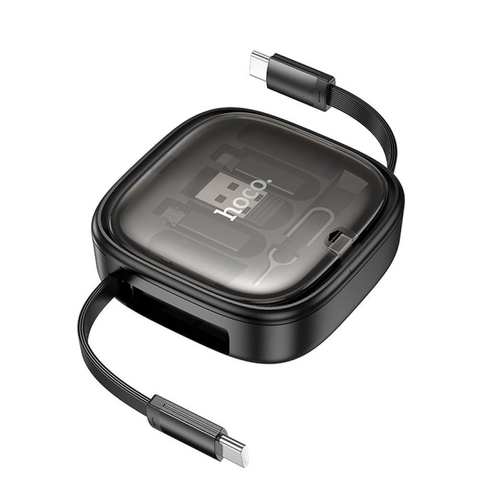 Кабель All-in-one Hoco PD 3A 60W 0,95 m выдвижной, в комплекте со сменными наконечниками U140 черный