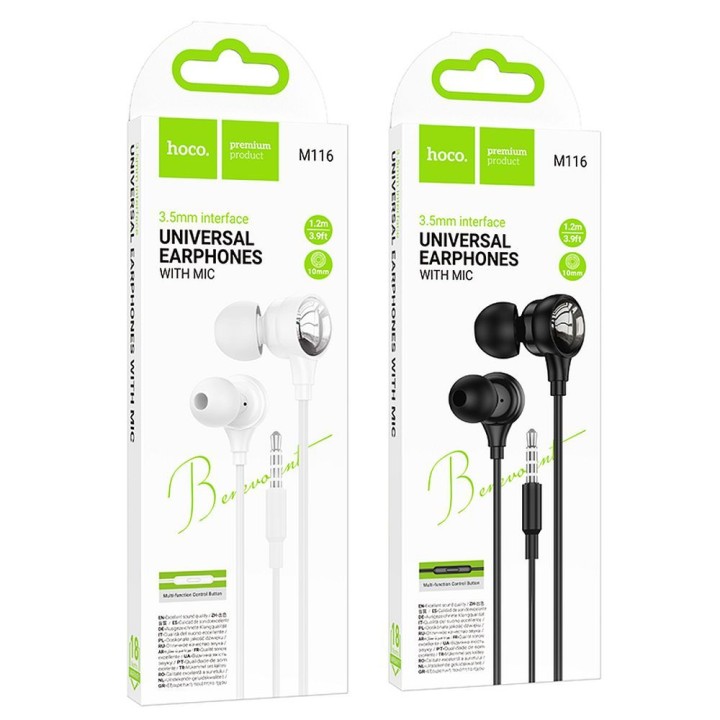 Headphones wired in-ear Jack 3,5 mm Hoco M116 white