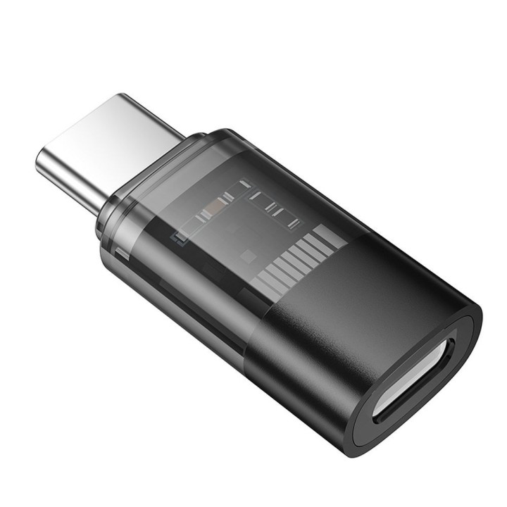 Адаптер USB C для Lightning Hoco UA36D прозрачный черный