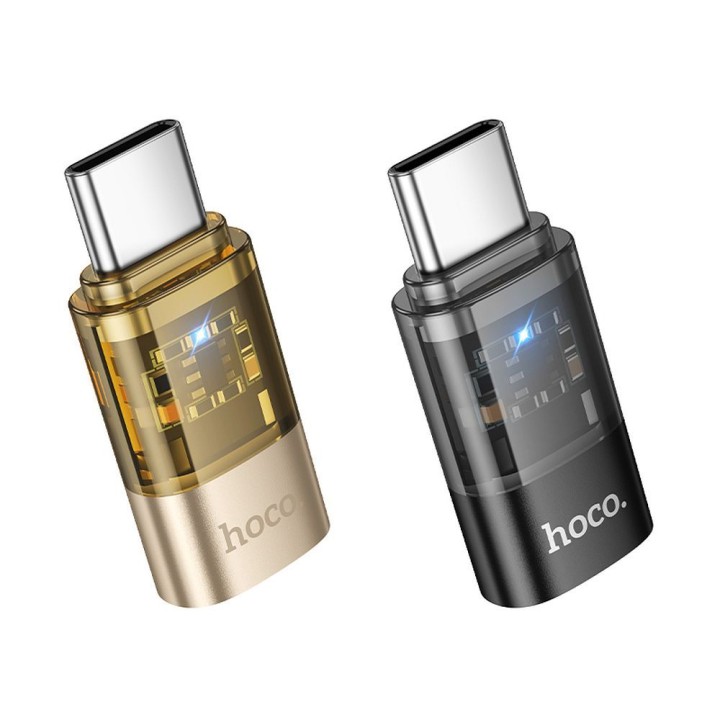 Адаптер USB C для Lightning Hoco UA36D прозрачный черный