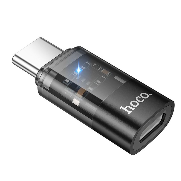 Адаптер USB C на Lightning Hoco UA36D прозрачный черный