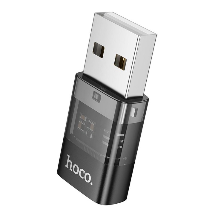 Адаптер USB A на USB C Hoco UA36C прозорий чорний