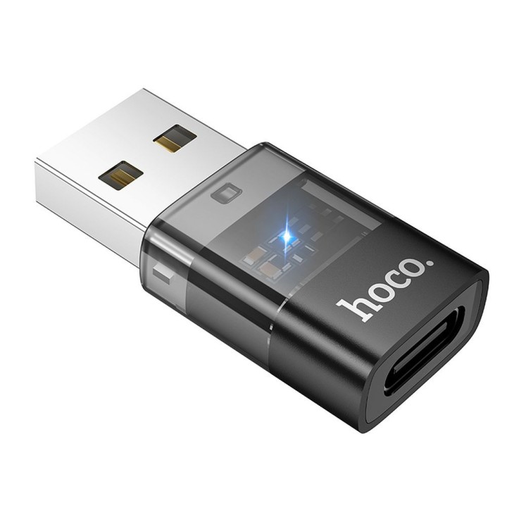 Адаптер USB A для USB C Hoco UA36C прозорий чорний