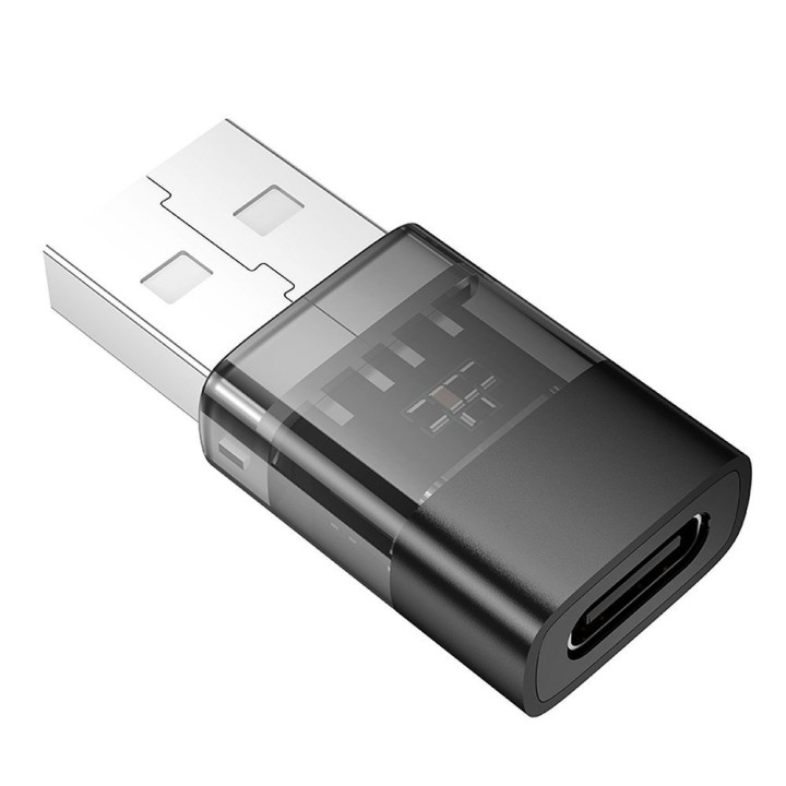 Adapter USB A to USB C Hoco UA36C transparent black
