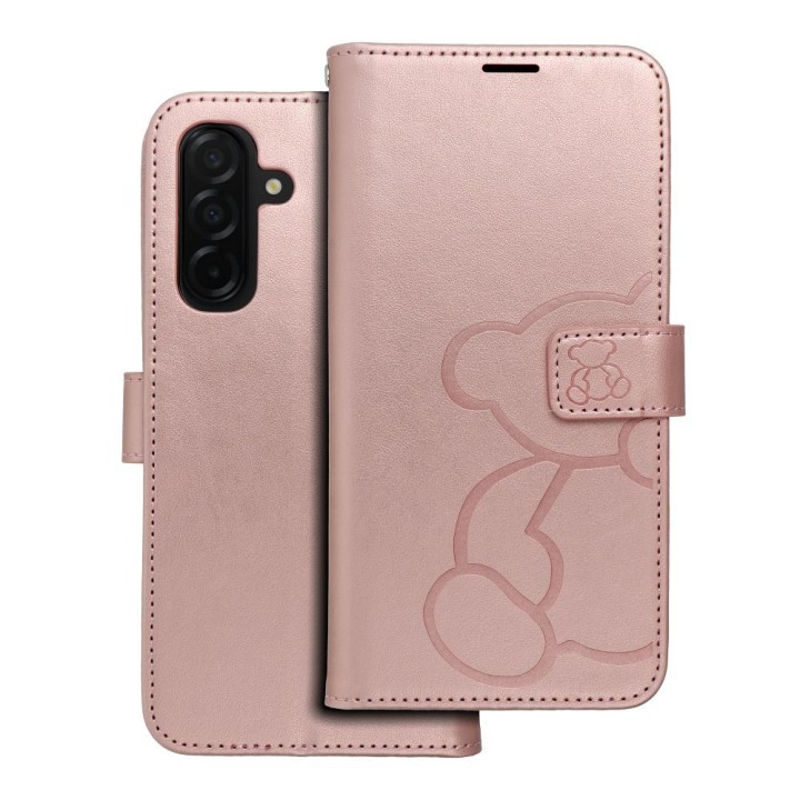 Flip case for Samsung A26 5G Mezzo Book teddy bear rose gold