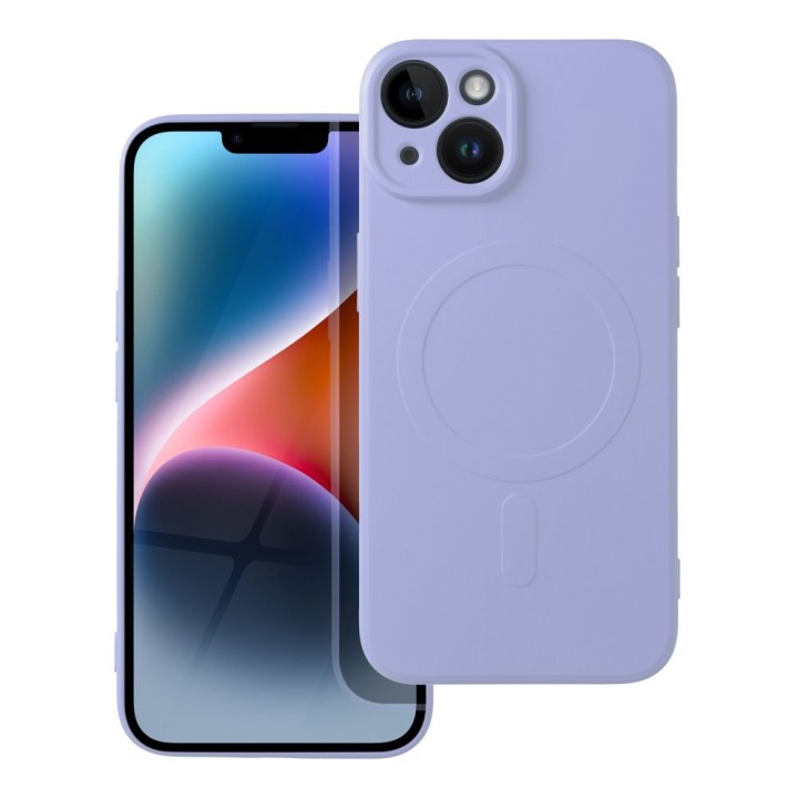 Case for iPhone 14 Silicone Mag Cover compatible with MagSafe (camera protection) purple