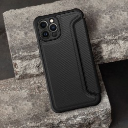 Etui z klapką na iPhone 16e (SE 4 2025) Razor Book czarne