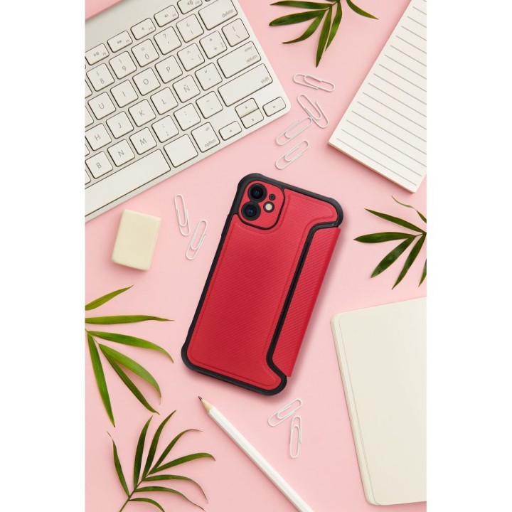 Чехол с клапаном для iPhone 16e (SE 4 2025) Razor Book красный