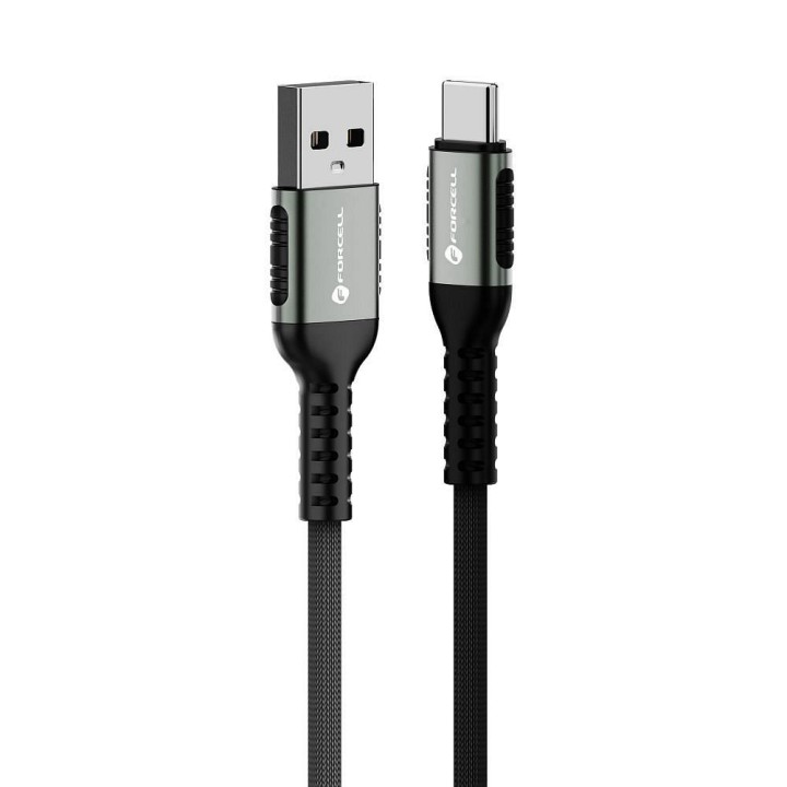 Кабель USB-A – USB-C Forcell F-Energy QC4.0 3A 66W Cafule 0,25 m C256 чорний