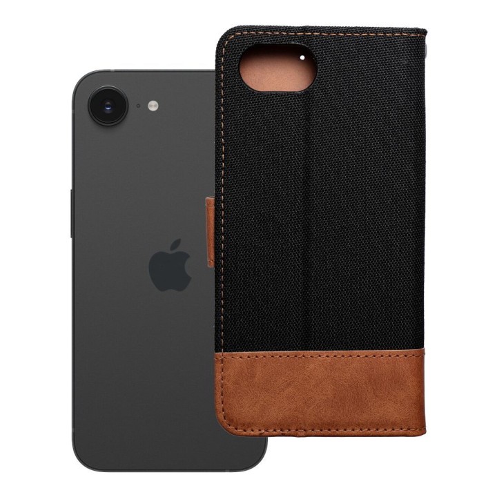 Etui z klapką na iPhone 16e (SE 4 2025) Jeans Book czarne