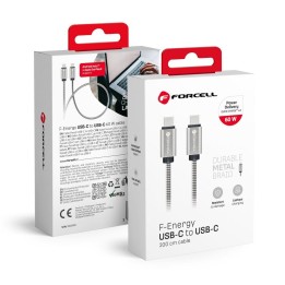 Cable USB C to USB C Forcell F-Energy QC4.0 PD 3A 66W Metal 2 m C237 silver