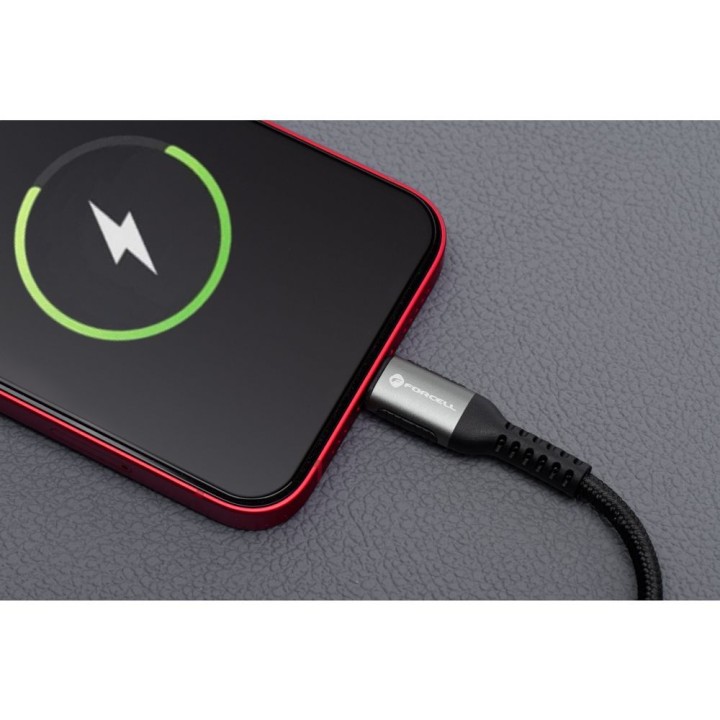 Кабель USB-C – Lightning Forcell F-Energy PD 3A 27W Cafule 0,25 m C259 черный