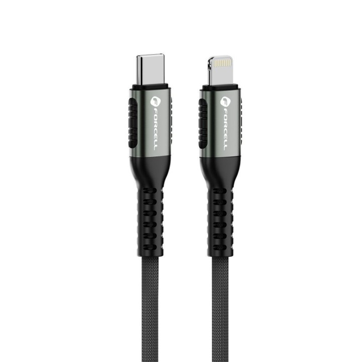 Кабель USB-C – Lightning Forcell F-Energy PD 3A 27W Cafule 0,25 m C259 черный