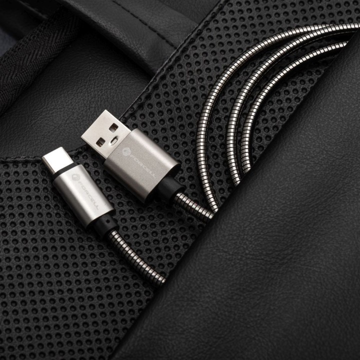 Кабель USB-A – USB-C Forcell F-Energy QC4.0 3A 66W Метал 2 m C234 сріблястий