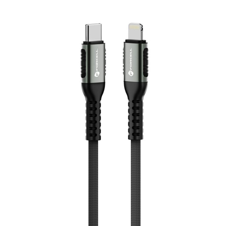 Кабель USB-C – Lightning Forcell F-Energy PD 3A 27W Cafule 0,5 m C259 черный