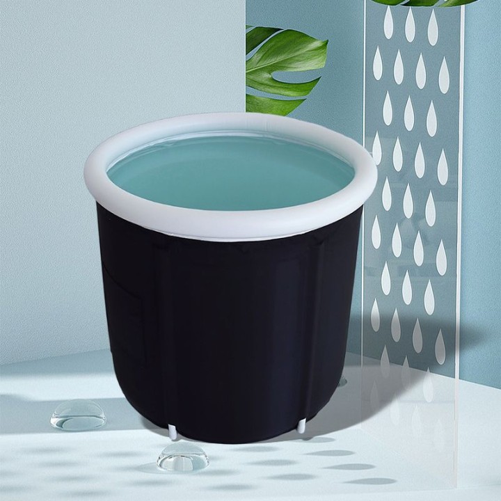 Foldable portable inflatable bathtub tub for cold-water bathing 75 x 80 cm black