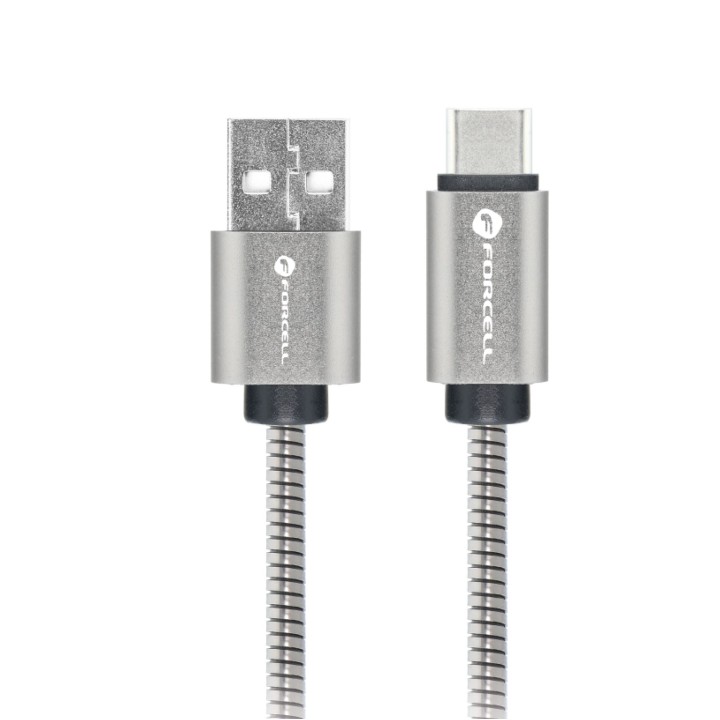 Кабель USB A — USB C Forcell F-Energy QC4.0 3A 66W Metal 2 m C234 серебристый