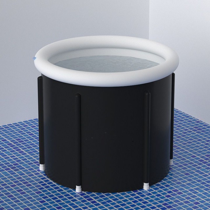 Foldable portable inflatable tub tub for bathing ice bathing 80 x 79 cm black
